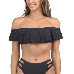 TRINA TURK Black Joplin Ruffle Swimsuit Bandeau